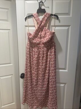 TCEC Women's Pink Floral Cross-Front Sundress